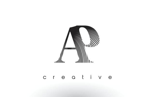 AP Logo Design With Multiple Lines and Black and White Colors.