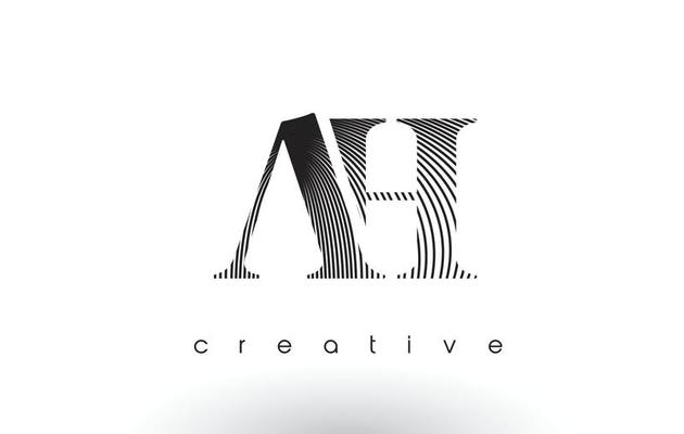 AH Logo Design With Multiple Lines and Black and White Colors.