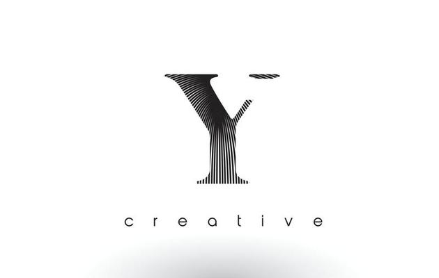 Y Logo Design With Multiple Lines and Black and White Colors.