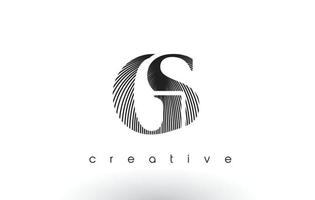 GS Logo Design With Multiple Lines and Black and White Colors. vector