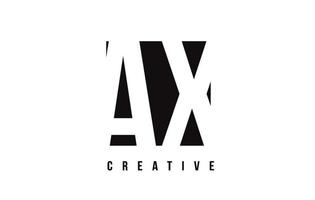 AX A X White Letter Logo Design with Black Square. vector