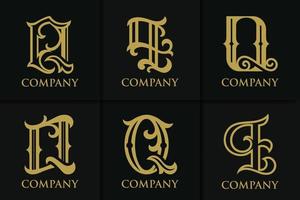 Vintage Q letter logo monogram template collection vector