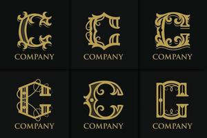 colección de plantillas de monograma de logotipo de letra c vintage vector
