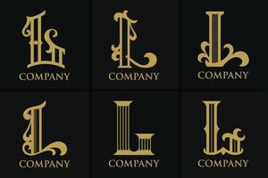 Vintage L letter logo monogram template collection vector