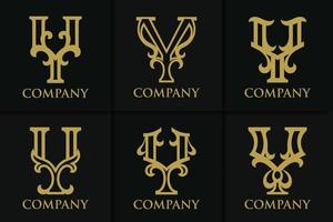 Vintage Y letter logo monogram template collection vector