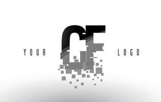 CF C F Pixel Letter Logo with Digital Shattered Black Squares vector