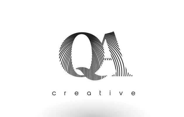 QA Logo Design With Multiple Lines and Black and White Colors.