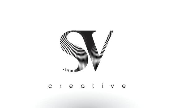 Diseño de logotipo sv con múltiples líneas y colores blanco y negro. vector