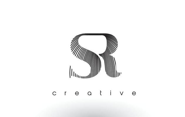 SR Logo Design With Multiple Lines and Black and White Colors.