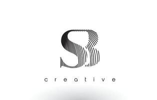 Diseño de logo sb con múltiples líneas y colores blanco y negro. vector