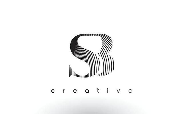 SB Logo Design With Multiple Lines and Black and White Colors.