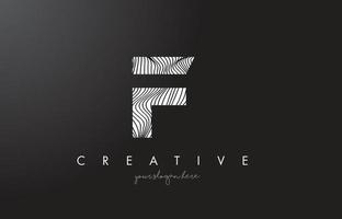 F Letter Logo with Zebra Lines Texture Design Vector. vector