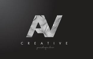 AV A V Letter Logo with Zebra Lines Texture Design Vector. vector