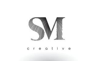 Diseño de logotipo sm con múltiples líneas y colores blanco y negro. vector