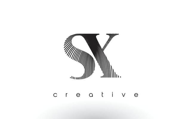 SX Logo Design With Multiple Lines and Black and White Colors.