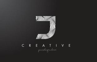 J Letter Logo with Zebra Lines Texture Design Vector. vector