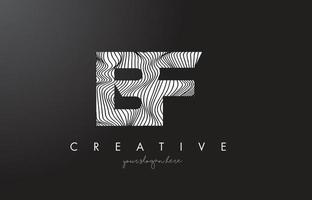 BF B F Letter Logo with Zebra Lines Texture Design Vector. vector