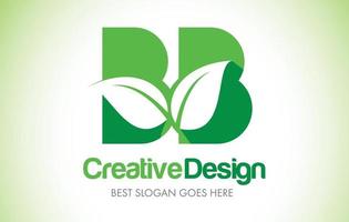 Logotipo de diseño de letra de hoja verde bb. eco bio hoja carta icono ilustración logo. vector