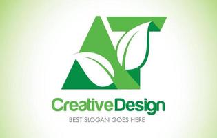 AT Green Leaf Letter Design Logo. Eco Bio Leaf Letter Icon Illustration Logo. vector