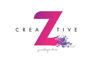 Diseño de logotipo letra Z con textura fluida de nube de tinta. vector