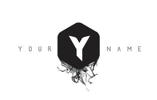 Y Letter Logo Design with Black Ink Spill vector