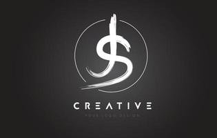 JS Brush Letter Logo Design. Artistic Handwritten Letters Logo Concept. vector