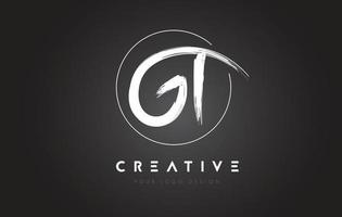 GT Brush Letter Logo Design. Artistic Handwritten Letters Logo Concept. vector