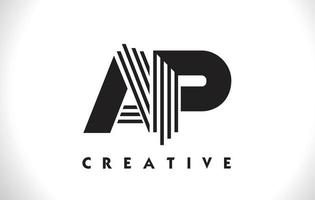 AP Logo Letter With Black Lines Design. Line Letter Vector Illustration