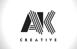ak logo letra con diseño de líneas negras. Ilustración de vector de letra de línea