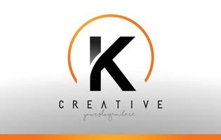 Diseño de logotipo letra k con color naranja negro. plantilla de icono moderno fresco. vector
