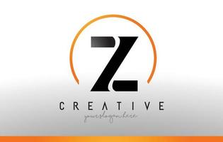 Z Letter Logo Design with Black Orange Color. Cool Modern Icon Template. vector