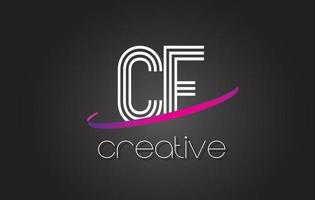 CF C F Letter Logo with Lines Design And Purple Swoosh. vector