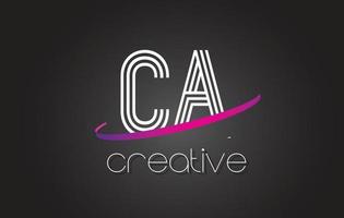 CA C A Letter Logo with Lines Design And Purple Swoosh. vector