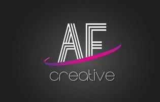 AF A F Letter Logo with Lines Design And Purple Swoosh. vector