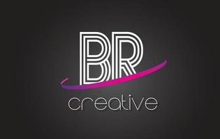 BR B R Letter Logo with Lines Design And Purple Swoosh. vector