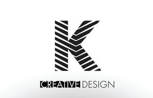 K Lines Letter Design with Creative Elegant Zebra vector