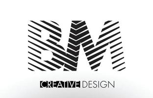 BM B M Lines Letter Design with Creative Elegant Zebra vector