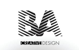 BA B A Lines Letter Design with Creative Elegant Zebra vector