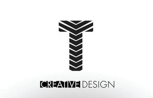 T Lines Letter Design with Creative Elegant Zebra vector