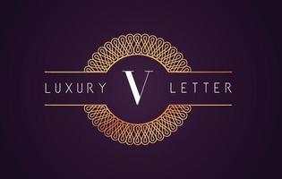 V Luxury Letter Logo. Golden Royal Vector. vector
