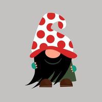 Black Beard Winter Garden Gnome vector