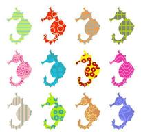 Collection of Patterned Silhouette Marine Seahorses vector