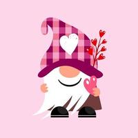 Pink Valentine Love Heart Gnome Boyfriend vector