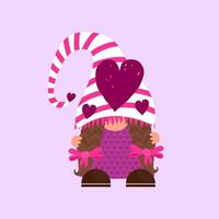 Cute Valentine Love Heart Gnome Girl vector