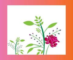 red flower green leave vector