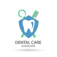 logotipo de la clínica dental. Plantilla de vector de diente, icono de símbolo dental y clínico de cuidado bucal con estilo de diseño moderno.