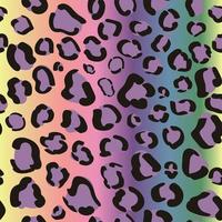 Pastel seamless rainbow leopard pattern. Vector cheetah print background. Hippie colorful paper