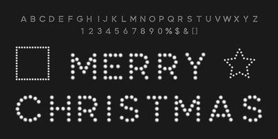 Merry Christmas font with frames. Vintage symbols with numbers. vector