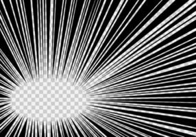 Black and white Radial lines background. Superhero graphic design. Ray blast glow vector