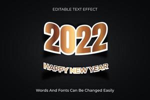 feliz año nuevo 2022 efecto de texto vector de estilo de papel